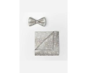 OLYMP Set Fliege, Einstecktuch silber/grün, Paisley