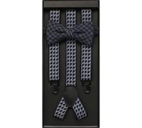 OLYMP Set Hosenträger, Fliege grau, Gemustert