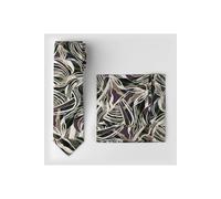 OLYMP Set Krawatte, Einstecktuch aubergine, Gemustert