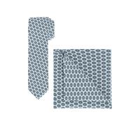 OLYMP Set Krawatte, Einstecktuch bleu, Gemustert