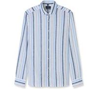 OLYMP SIGNATURE Casual Tailored Fit Leinenhemd bleu, Gestreift