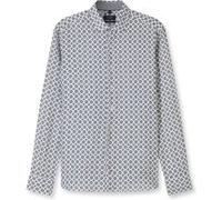 OLYMP SIGNATURE Casual Tailored Fit Leinenhemd grau, Bedruckt