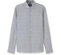 OLYMP SIGNATURE Casual Tailored Fit Leinenhemd grau, Bedruckt