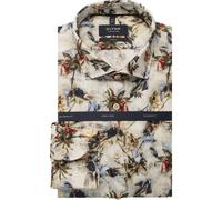 OLYMP SIGNATURE Casual Tailored Fit Leinenhemd beige, Bedruckt