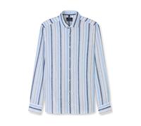 OLYMP SIGNATURE Casual Tailored Fit Leinenhemd bleu, Gestreift