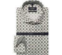 OLYMP SIGNATURE Casual Tailored Fit Leinenhemd grau, Bedruckt