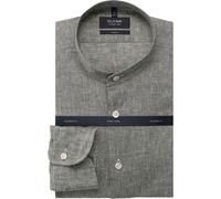 OLYMP SIGNATURE Casual Tailored Fit Leinenhemd grün, Faux-uni