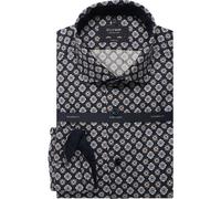 OLYMP SIGNATURE Casual Tailored Fit Leinenhemd nachtblau, Bedruckt