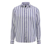 OLYMP SIGNATURE Casual Tailored Fit Leinenhemd nachtblau, Gestreift