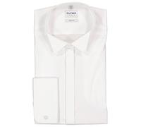 OLYMP Smokinghemd Herren Slim Fit Umschlagmanschetten,Extra langer Arm Baumwoll-Stretch weiß, 46