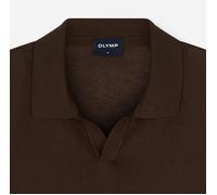 Poloshirt OLYMP "Strick Casual", Herren, Gr. L, braun, Feinstrick, Obermaterial: 50% Baumwolle, 50% Lyocell, regular fit hüftbedeckend, Rippbündchen, Shirts, mit geripptem Kragen, unifarben (52547937-