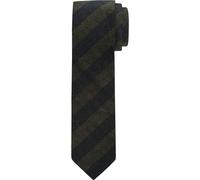 OLYMP Super Slim Krawatte oliv, Gestreift