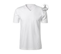 OLYMP T-Shirt Regular Fit V-Hals 2Pack Weiß 3XL