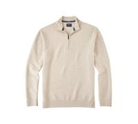 OLYMP Herren-Strickpullover 978 Knit Regular Fit Troyer-Kragen, strukturiert, Hellbeige Größe M