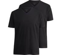OLYMP T-Shirt V-Ausschnitt Doppelpack schwarz, Einfarbig