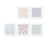 Olympus Thread Hitomezashi Sashiko Stickpackung Untersetzer weiß 5Stk mit dünnem Sashiko Garn Stoff bedruckt