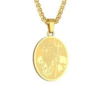 Olympus Zwölf Götter - Poseidon Halskette Damen Herren Griechische Mythologie Schmuck Altgriechisches Symbol Heidnischer Anhänger Halskette Schützende Talisman-Geschenke (Poseidon-G)