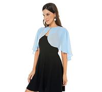 olyrjie Weiche Chiffon-Spitze-Schals für Abendkleid, Hochzeit, Umhang für Frauen, Chiffon hellblau, Einheitsgröße