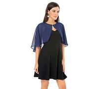 olyrjie Weiche Chiffon-Spitze-Schals für Abendkleid, Hochzeit, Umhang für Frauen, Chiffon Marineblau, Einheitsgröße