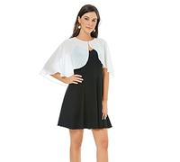 olyrjie Weiche Chiffon-Spitzenschals für Abendkleid, Hochzeit, Umhang für Damen, Chiffon, elfenbeinfarben, One size