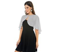 olyrjie Weiche Chiffon-Spitzenschals für Abendkleid, Hochzeit, Umhang für Damen, Chiffon-Grau, One size