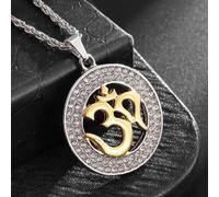 Om-Yoga-Anhänger, Halskette, hinduistisches spirituelles Amulett, Schmuck, Sanskrit-Symbole, Om, Lotus, Yoga-Anhänger