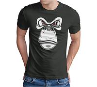 OM3® Ape Gorilla T-Shirt - Herren - Big Monkey Face Jungle Vibes AFFE - Dark Grey, XL