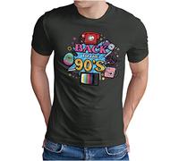 OM3® Back to The 90's T-Shirt - Herren - 90s Retro Neunziger 90er Jahre - Dark Grey, XL