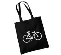 OM3 Baumwolltasche mit Fahrrad Motiv - Bike - classic Bicycle - Baumwollbeutel - Tasche - Lange Henkel - Schwarz
