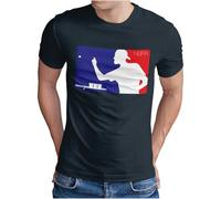 OM3® Beer-Pong-League T-Shirt - Herren - Trinkspiel Logo Champion Bier Party - Navy, XXL