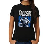 OM3® Cash-Cash-Cash T-Shirt - Damen - Country Music Johnny Vintage - S, Schwarz
