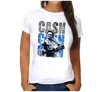 OM3® Cash-Cash-Cash T-Shirt - Damen - Country Music Johnny Vintage - S, Weiß