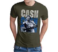 OM3® Cash-Cash-Cash T-Shirt - Herren - Country Music Johnny Vintage - Oliv, M