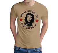 OM3® Che Guevara T-Shirt - Herren - Viva La Revolucion Guerilla Kämpfer - Khaki, L