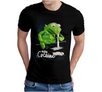 OM3® Enjoy-Party-Frog T-Shirt - Herren - Kult Frosch Logo Fun Parodie Graphic Shirt - Schwarz, 5XL
