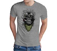 OM3® Gorilla-of-Duty T-Shirt - Herren - Smoking Monkey Biker Ape MC Rocker Army (Army) - Grau Meliert, 4XL