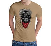OM3® Gorilla-of-Duty T-Shirt - Herren - Smoking Monkey Biker Ape MC Rocker Army - Khaki, XXL