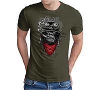 OM3® Gorilla-of-Duty T-Shirt - Herren - Smoking Monkey Biker Ape MC Rocker Army - Oliv, 3XL