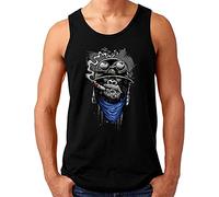 OM3® Gorilla-of-Duty Tank Top Shirt - Herren - Smoking Monkey Biker Ape MC Rocker Army (Blau) - Schwarz, XL