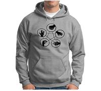 OM3® Hand Signs Big Bang Hoodie - Herren - Rock Paper Scissors Lizard Spock TBBT Nerd - Kapuzen-Pullover Grau Meliert, 3XL