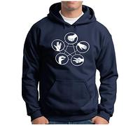 OM3® Hand Signs Big Bang Hoodie - Herren - Rock Paper Scissors Lizard Spock TBBT Nerd - Kapuzen-Pullover Navy, 4XL