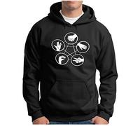 OM3® Hand Signs Big Bang Hoodie - Herren - Rock Paper Scissors Lizard Spock TBBT Nerd - Kapuzen-Pullover Schwarz, XL