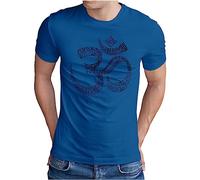 OM3® Literally-OM T-Shirt - Herren - Yoga Typography Om Symbol Buddha Budda Relax Word Art Printshirt - Blau-SW, XL