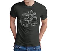 OM3® Literally-OM T-Shirt - Herren - Yoga Typography Om Symbol Buddha Budda Relax Word Art Printshirt - Dark Grey, L