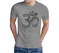 OM3® Literally-OM T-Shirt - Herren - Yoga Typography Om Symbol Buddha Budda Relax Word Art Printshirt - Grau Meliert, XL