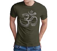 OM3® Literally-OM T-Shirt - Herren - Yoga Typography Om Symbol Buddha Budda Relax Word Art Printshirt - Oliv-WS, XXL
