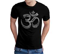 OM3® Literally-OM T-Shirt - Herren - Yoga Typography Om Symbol Buddha Budda Relax Word Art Printshirt - Schwarz, L