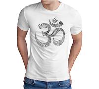 OM3® Literally-OM T-Shirt - Herren - Yoga Typography Om Symbol Buddha Budda Relax Word Art Printshirt - Weiß, XL