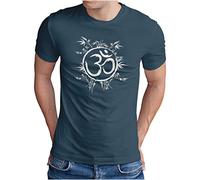 OM3® OM-Symbol-Bamboo T-Shirt - Herren - Yoga Buddha Sign Logo Budda Relax - Denim, M