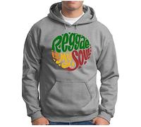 OM3® Reggae Hoodie | Herren | Rastafari Spruch Statement Quote Musik Jamaika My Soul | Kapuzen-Pullover Grau Meliert, 4XL